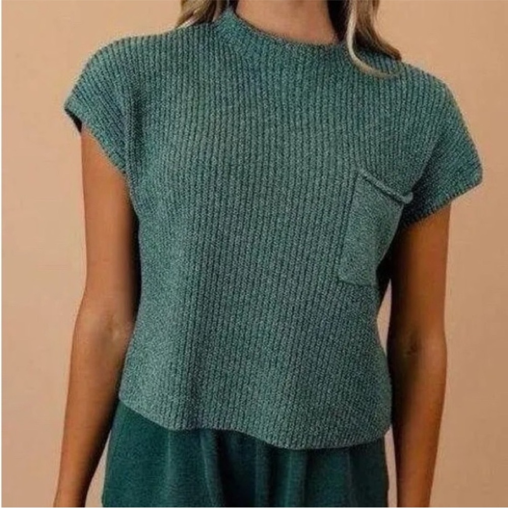 Free People Freya Emerald Spell Knit Crop Top